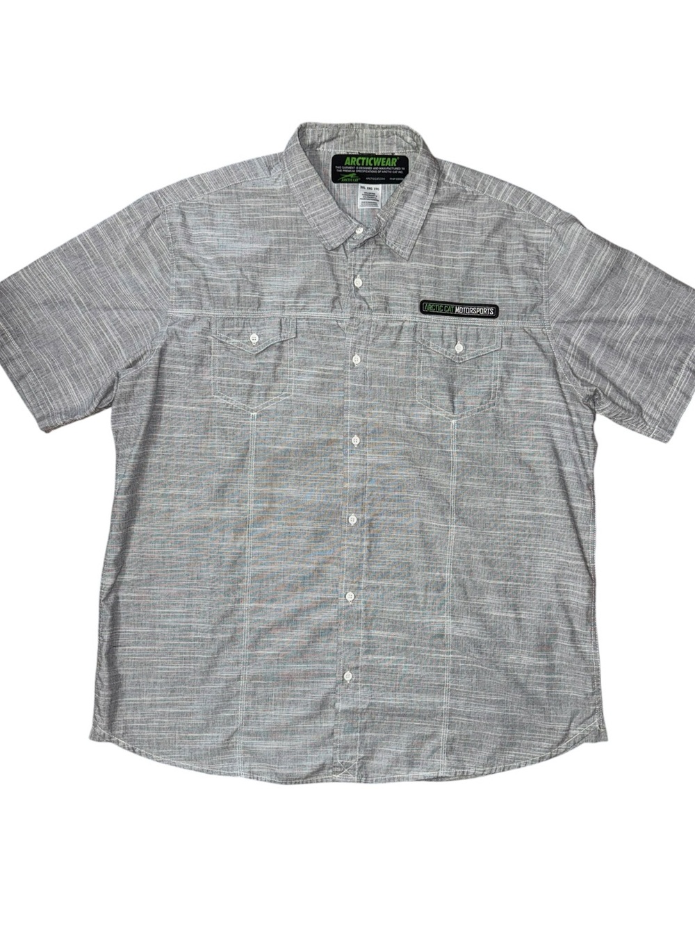 Arctic Cat ArcticWear Motorsports Button Front Shirt Gray 3XL Short Sleeve Logo